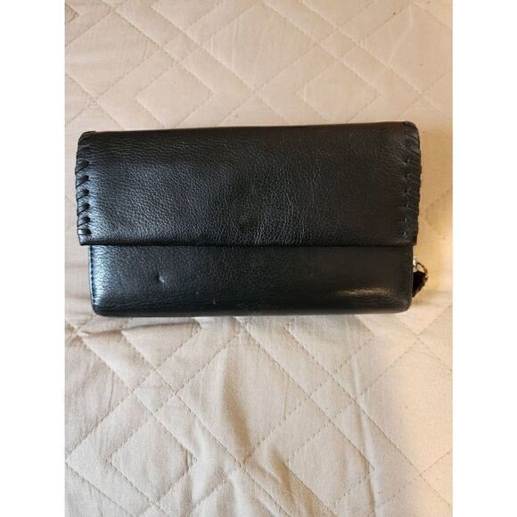 Hato Hasi Buxton GENUINE Black Leather wallet with side stiching and snap closur - Picture 1 of 8